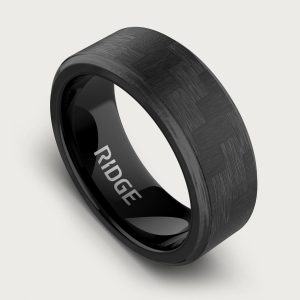 8mm Beveled Ring Set - Carbon Fiber 3K