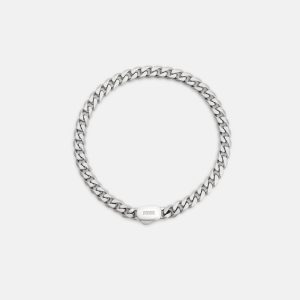 6mm Curb Bracelet - Platinum - Large