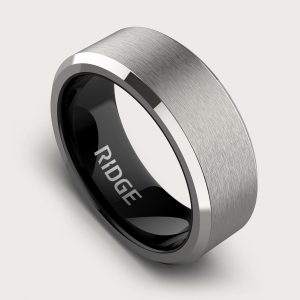 8mm Beveled Ring Set - Platinum