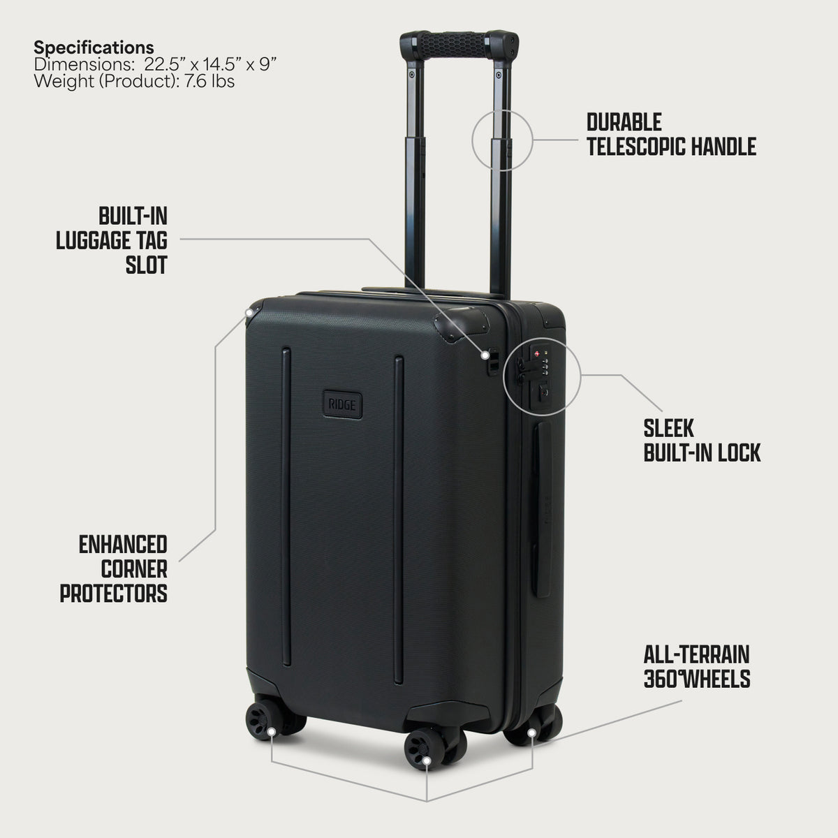 Ridge Carry-On Matte Black - Image 7