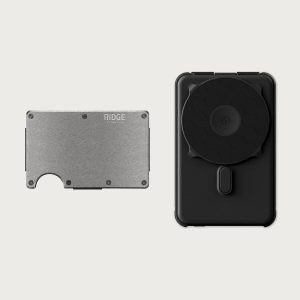 Ridge Wallet + Power Bank - Stonewashed Titanium + Matte Black